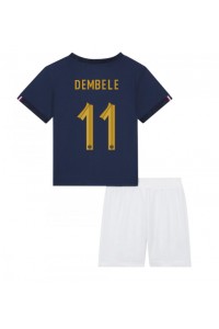 Ranska Ousmane Dembele #11 Jalkapallovaatteet Lasten Kotipeliasu MM-kisat 2022 Lyhythihainen (+ Lyhyet housut)